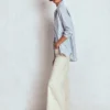Sadie Relaxed Cotton Shirt Faded Denim and Ivory Stripe Sadie Relaxed Cotton Shirt Faded Denim and Ivory Stripe