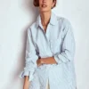 Sadie Relaxed Cotton Shirt Faded Denim and Ivory Stripe Sadie Relaxed Cotton Shirt Faded Denim and Ivory Stripe