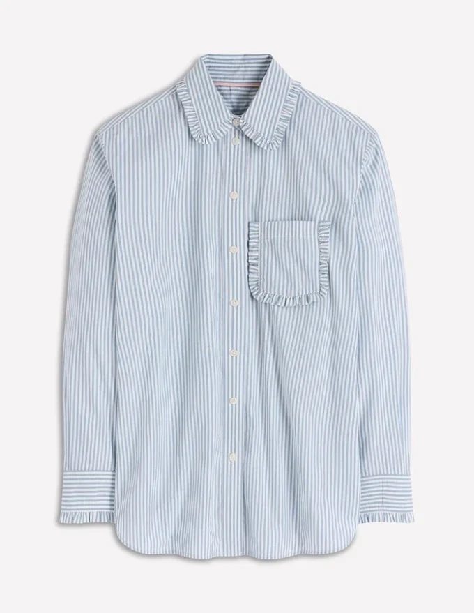 Sadie Relaxed Cotton Shirt Faded Denim and Ivory Stripe Sadie Relaxed Cotton Shirt Faded Denim and Ivory Stripe