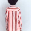 Sadie Relaxed Cotton Shirt Ivory and Salsa Stripe