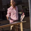 Sadie Relaxed Cotton Shirt Ivory and Salsa Stripe