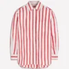 Sadie Relaxed Cotton Shirt Ivory and Salsa Stripe