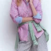 Sadie Relaxed Cotton Shirt Multi Stripe
