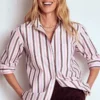 Sadie Relaxed Cotton Shirt Pink and Chestnut Stripe Sadie Relaxed Cotton Shirt Pink and Chestnut Stripe
