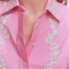 Sadie Relaxed Cotton Shirt Pink Floral Beaded Oxford Sadie Relaxed Cotton Shirt Pink Floral Beaded Oxford