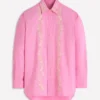 Sadie Relaxed Cotton Shirt Pink Floral Beaded Oxford Sadie Relaxed Cotton Shirt Pink Floral Beaded Oxford