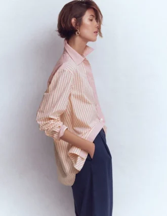 Sadie Relaxed Cotton Shirt Pink Stripe Hotch