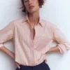 Sadie Relaxed Cotton Shirt Pink Stripe Hotch