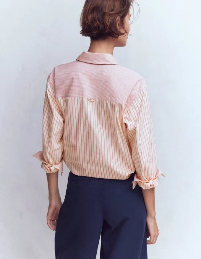 Sadie Relaxed Cotton Shirt Pink Stripe Hotch