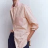 Sadie Relaxed Cotton Shirt Pink Stripe Hotch