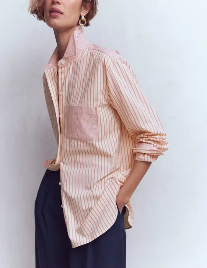 Sadie Relaxed Cotton Shirt Pink Stripe Hotch