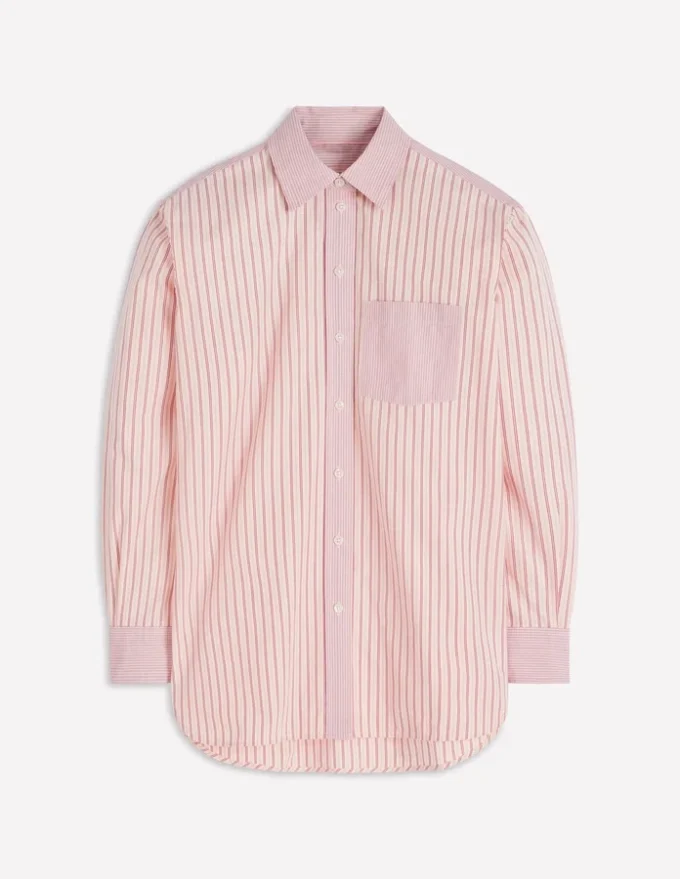 Sadie Relaxed Cotton Shirt Pink Stripe Hotch