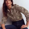 Sadie Relaxed Cotton Shirt Soft Cream, Leopard Flow Sadie Relaxed Cotton Shirt Soft Cream, Leopard Flow