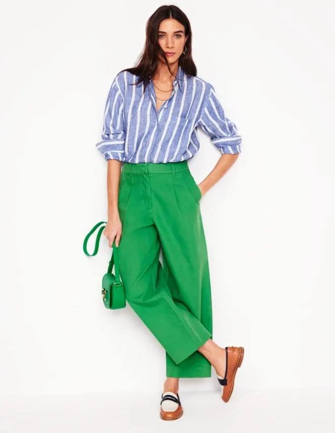 Sadie Relaxed Linen Shirt Bright Blue Woven Breton Sadie Relaxed Linen Shirt Bright Blue Woven Breton