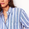 Sadie Relaxed Linen Shirt Bright Blue Woven Breton Sadie Relaxed Linen Shirt Bright Blue Woven Breton
