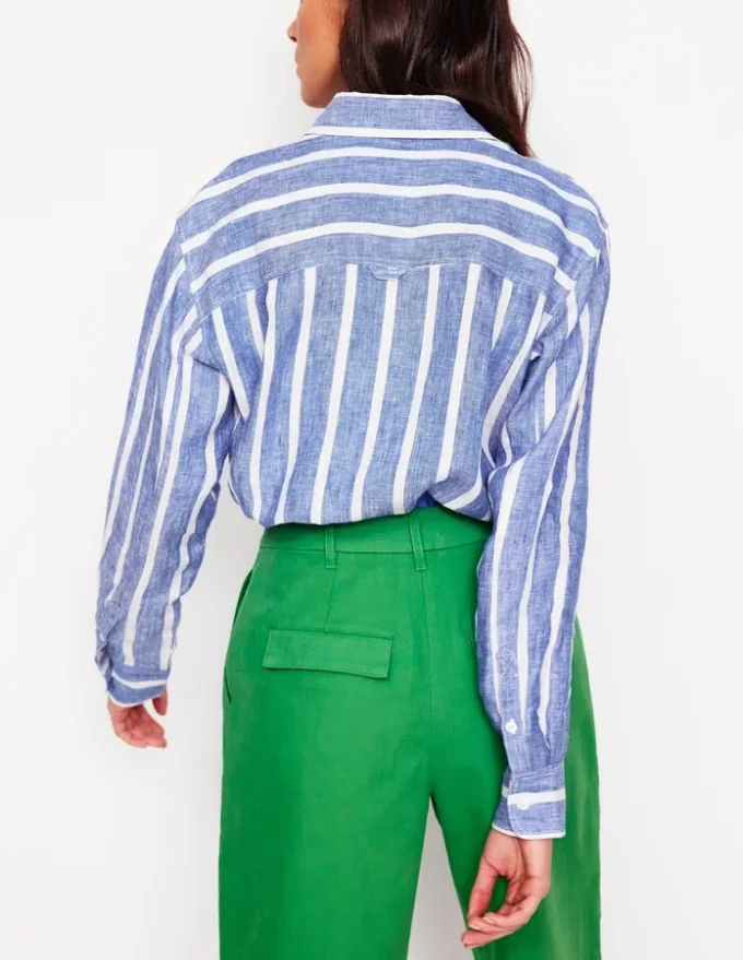 Sadie Relaxed Linen Shirt Bright Blue Woven Breton Sadie Relaxed Linen Shirt Bright Blue Woven Breton