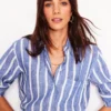 Sadie Relaxed Linen Shirt Bright Blue Woven Breton Sadie Relaxed Linen Shirt Bright Blue Woven Breton