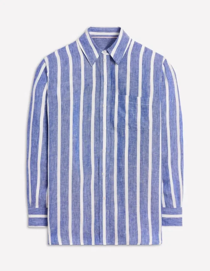 Sadie Relaxed Linen Shirt Bright Blue Woven Breton Sadie Relaxed Linen Shirt Bright Blue Woven Breton