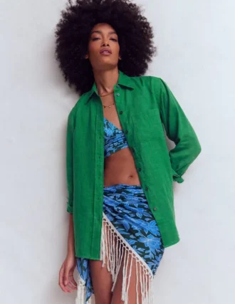 Sadie Relaxed Linen Shirt Fresh Green
