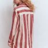 Sadie Relaxed Linen Shirt Ivory, Brown, Pink Stripe