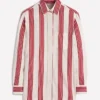 Sadie Relaxed Linen Shirt Ivory, Brown, Pink Stripe