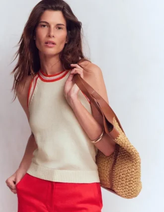 Saffron Crochet Racer Tank Ivory