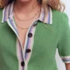 Saffron Crochet Trim Cardigan Green Saffron Crochet Trim Cardigan Green