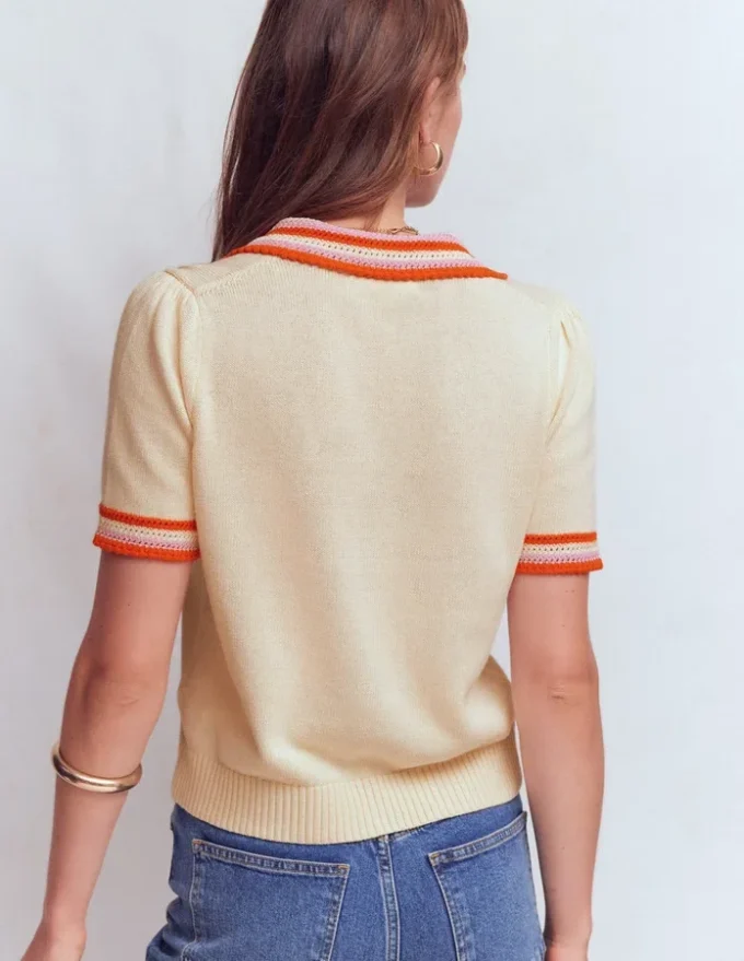 Saffron Crochet Trim Cardigan Ivory Saffron Crochet Trim Cardigan Ivory