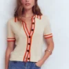 Saffron Crochet Trim Cardigan Ivory Saffron Crochet Trim Cardigan Ivory