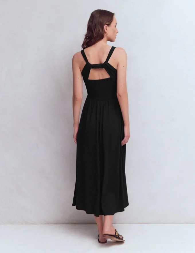 Saoirse Smocked Jersey Dress Black Saoirse Smocked Jersey Dress Black