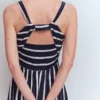 Saoirse Smocked Jersey Dress Navy, Ivory Stripe Saoirse Smocked Jersey Dress Navy, Ivory Stripe