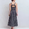 Saoirse Smocked Jersey Dress Navy, Ivory Stripe Saoirse Smocked Jersey Dress Navy, Ivory Stripe
