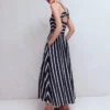 Saoirse Smocked Jersey Dress Navy, Ivory Stripe Saoirse Smocked Jersey Dress Navy, Ivory Stripe