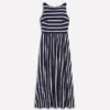 Saoirse Smocked Jersey Dress Navy, Ivory Stripe Saoirse Smocked Jersey Dress Navy, Ivory Stripe