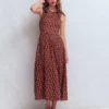 Saoirse Smocked Jersey Dress Roasted Brown, Painted Dot Saoirse Smocked Jersey Dress Roasted Brown, Painted Dot