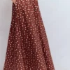 Saoirse Smocked Jersey Dress Roasted Brown, Painted Dot Saoirse Smocked Jersey Dress Roasted Brown, Painted Dot