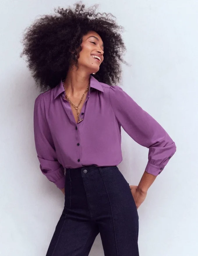 Sara Silk Shirt Damson