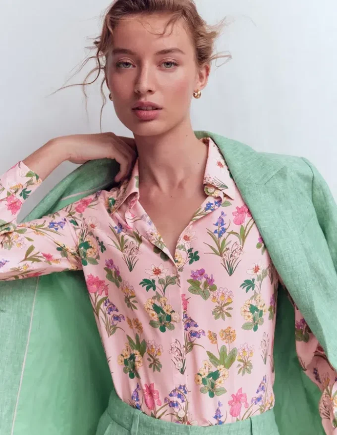 Sara Silk Shirt French Pink, Delicate Blossom Sara Silk Shirt French Pink, Delicate Blossom