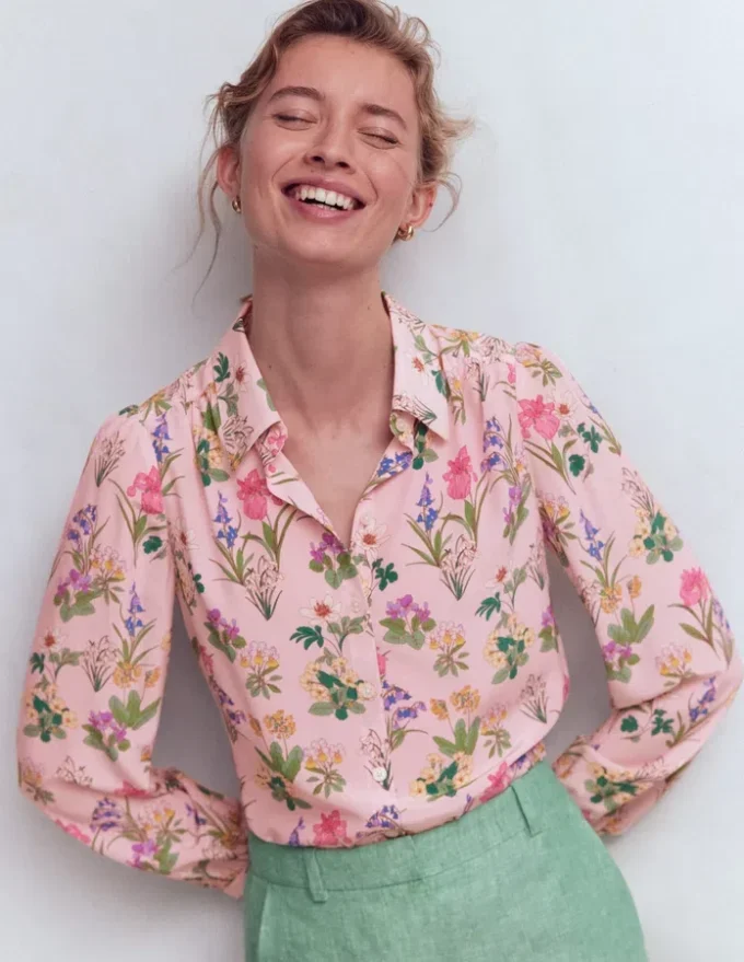 Sara Silk Shirt French Pink, Delicate Blossom Sara Silk Shirt French Pink, Delicate Blossom