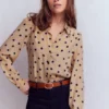 Sara Silk Shirt Sand, Painted Dot Spaced Sara Silk Shirt Sand, Painted Dot Spaced