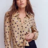 Sara Silk Shirt Sand, Painted Dot Spaced Sara Silk Shirt Sand, Painted Dot Spaced