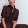 Sasha Short Sleeve Lace Top Bitter Chocolate Sasha Short Sleeve Lace Top Bitter Chocolate