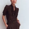 Sasha Short Sleeve Lace Top Bitter Chocolate Sasha Short Sleeve Lace Top Bitter Chocolate
