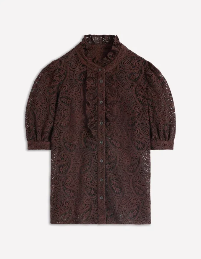 Sasha Short Sleeve Lace Top Bitter Chocolate Sasha Short Sleeve Lace Top Bitter Chocolate