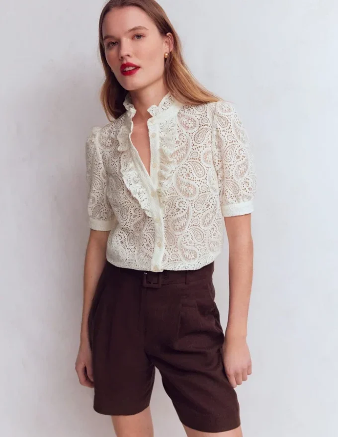 Sasha Short Sleeve Lace Top Ivory Sasha Short Sleeve Lace Top Ivory