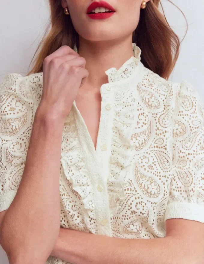 Sasha Short Sleeve Lace Top Ivory Sasha Short Sleeve Lace Top Ivory