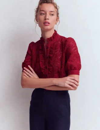 Sasha Short Sleeve Lace Top Pomegranate