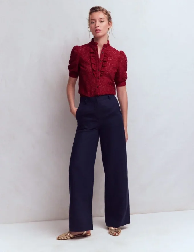 Sasha Short Sleeve Lace Top Pomegranate Sasha Short Sleeve Lace Top Pomegranate