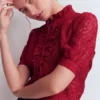 Sasha Short Sleeve Lace Top Pomegranate Sasha Short Sleeve Lace Top Pomegranate