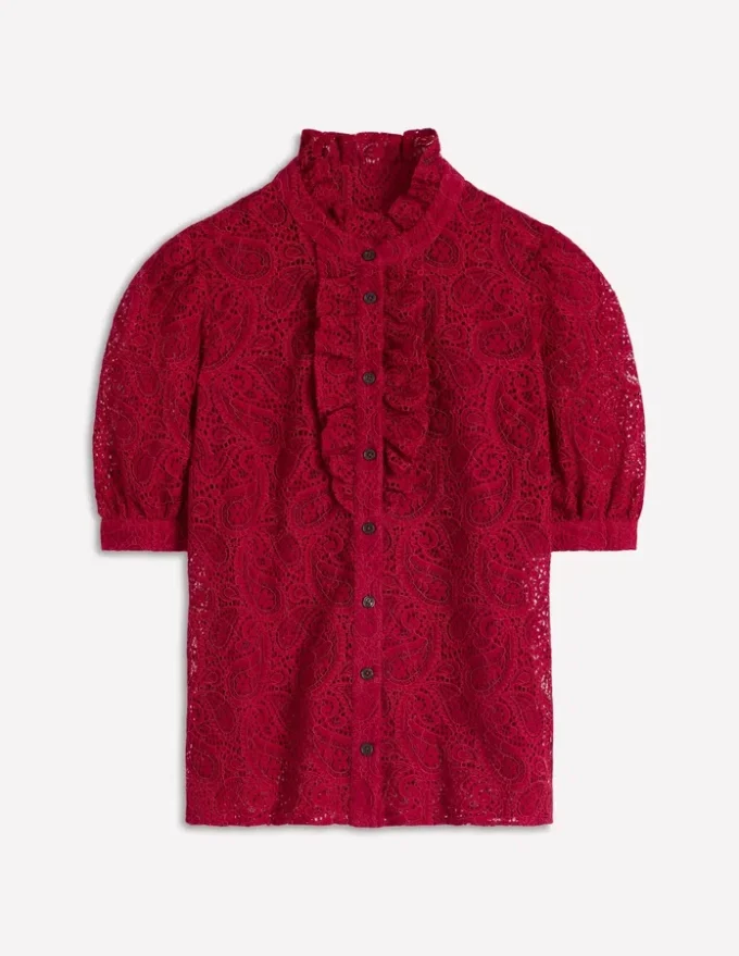 Sasha Short Sleeve Lace Top Pomegranate Sasha Short Sleeve Lace Top Pomegranate